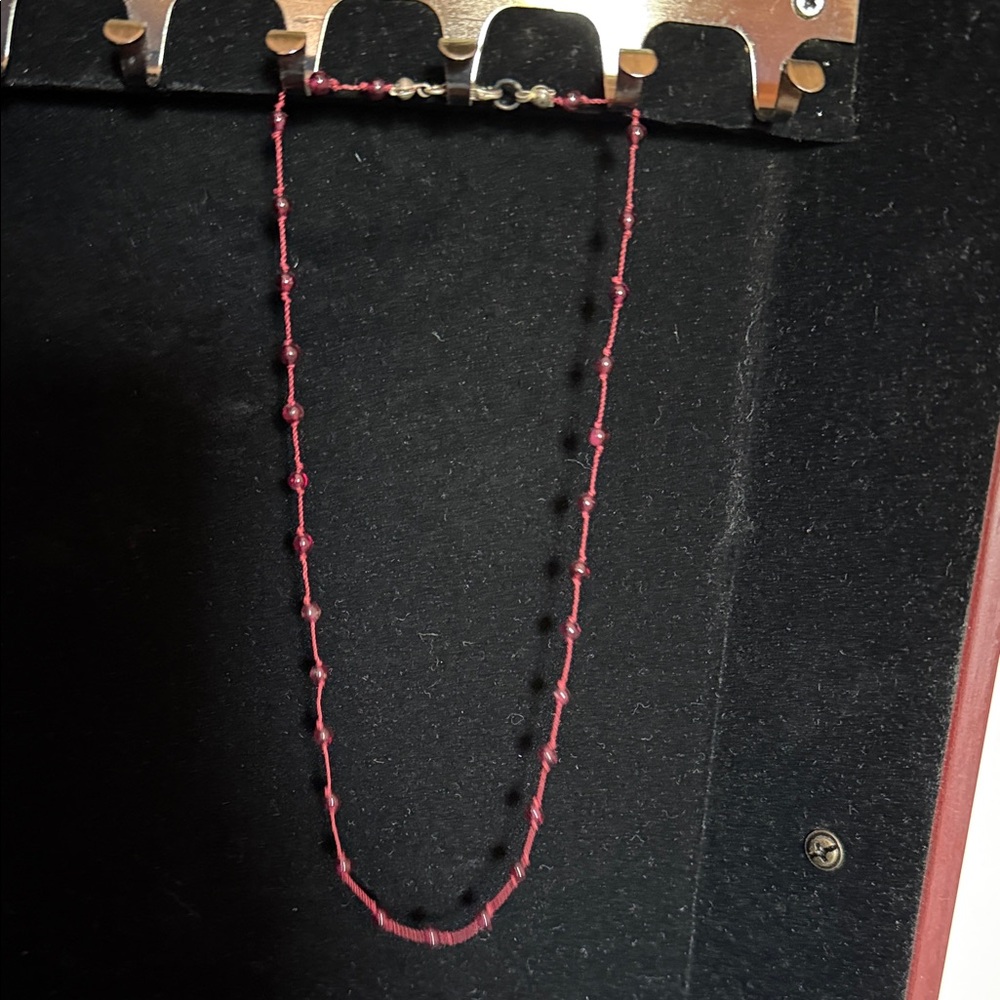 Delicate Red Bead Station Necklace